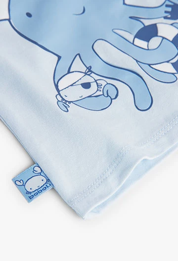 Camiseta de punto de bebé niño en azul celeste