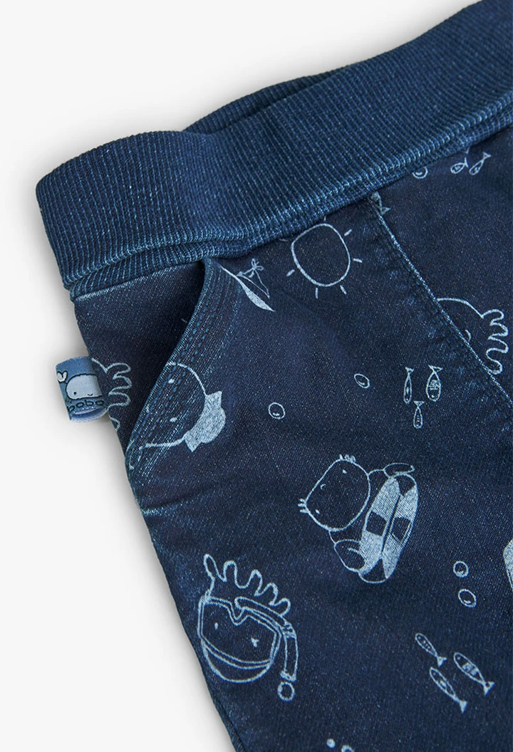 Pantalon en denim tricoté imprimé pour bébé garçon
