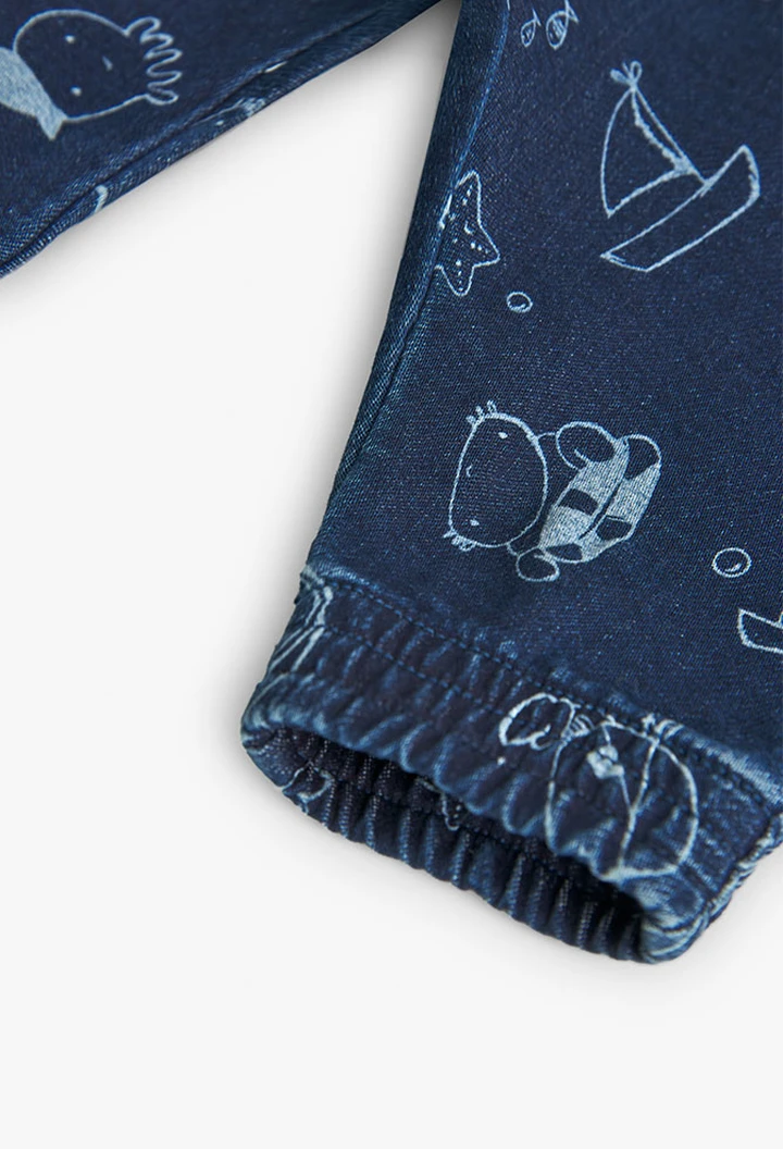Pantalon en denim tricoté imprimé pour bébé garçon
