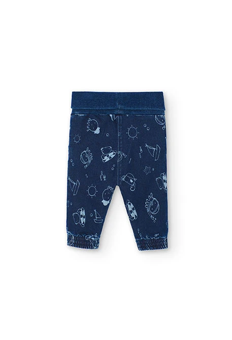 Pantalon en denim tricoté imprimé pour bébé garçon