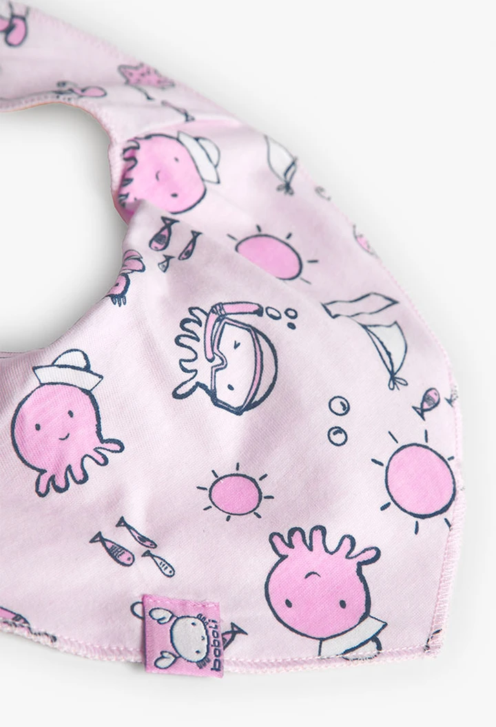 Pack de 2 bavoirs écharpe bébé imprimés en rose