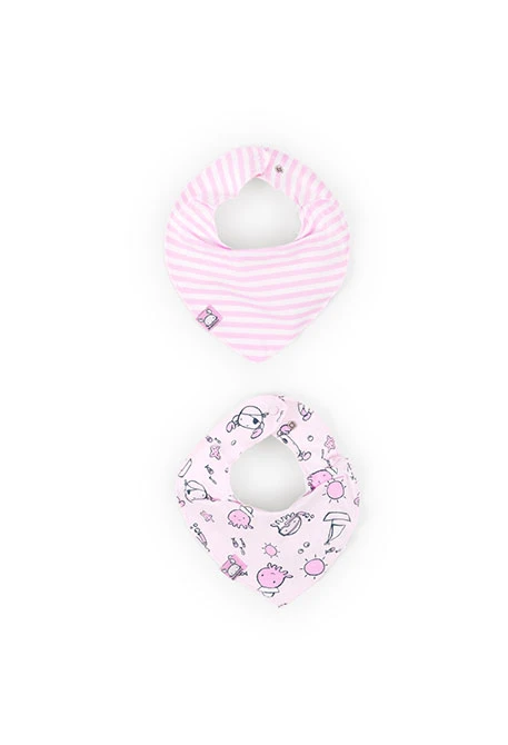 2er Pack Babylätzchen mit Aufdruck, in Farbe Rosa