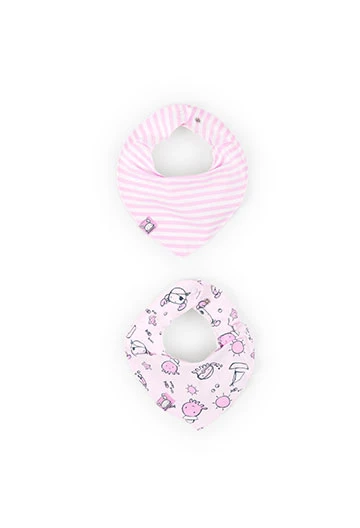 Pack of 2 printed baby bib scarves in pink