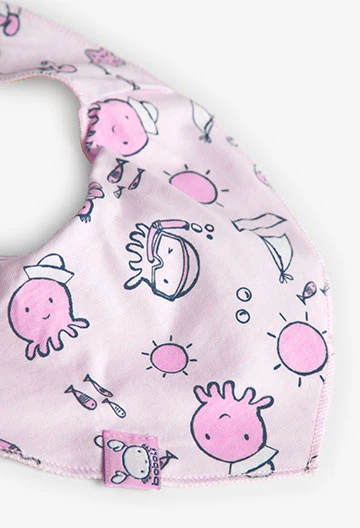 Pack 2 pañuelos babero estampados de bebé en rosa