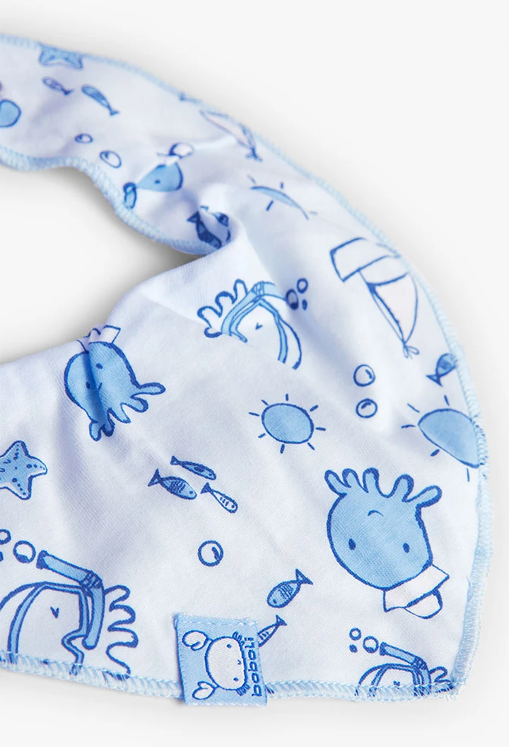 Pack 2 bavoirs écharpe bébé imprimés en bleu