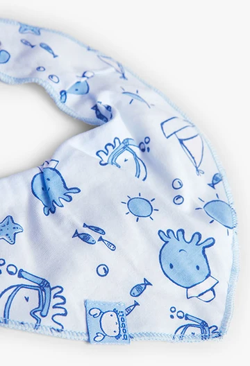 Pack 2 bavoirs écharpe bébé imprimés en bleu