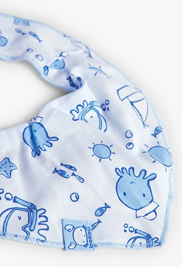 Pack 2 pañuelos babero estampados de bebé en azul