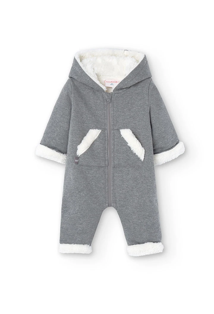 Babygrow de flanela para bebé em cinza vigoré