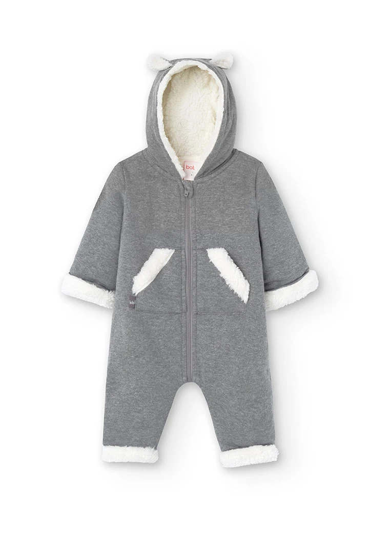 ﻿Flannel baby jumpsuit in grey