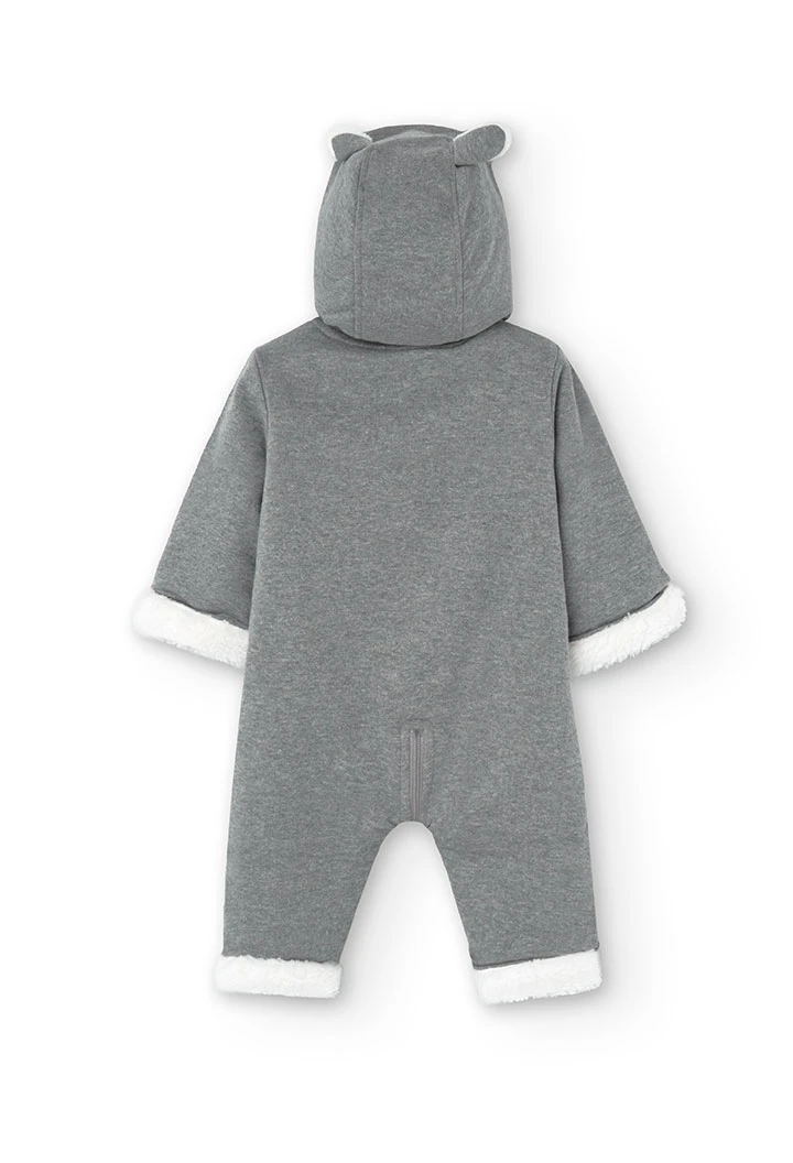 ﻿Grenouillère en flanelle pour bébé en gris chiné