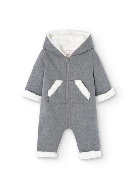 ﻿Flannel baby jumpsuit in grey