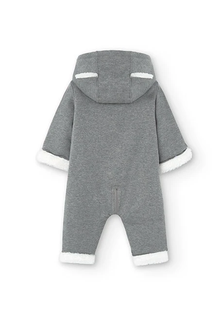 ﻿Flannel baby jumpsuit in grey