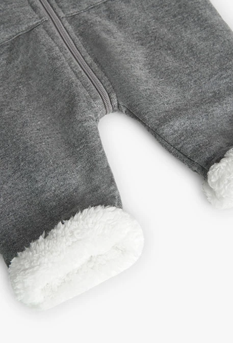 ﻿Grenouillère en flanelle pour bébé en gris chiné