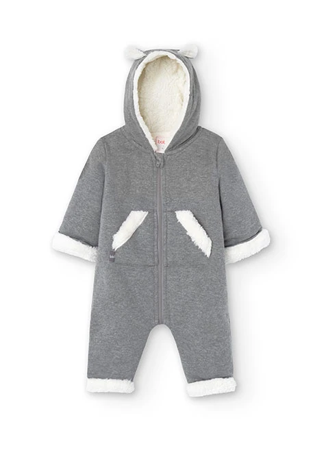 ﻿Flannel baby jumpsuit in grey