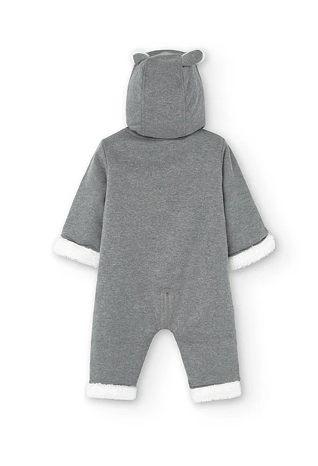 ﻿Flannel baby jumpsuit in grey