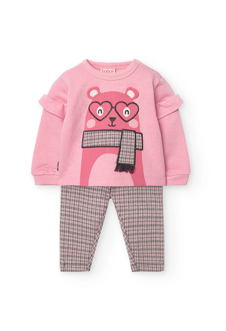 2tlg. Set mit Sweatshirt und Leggings für Baby-Mädchen in Rosa