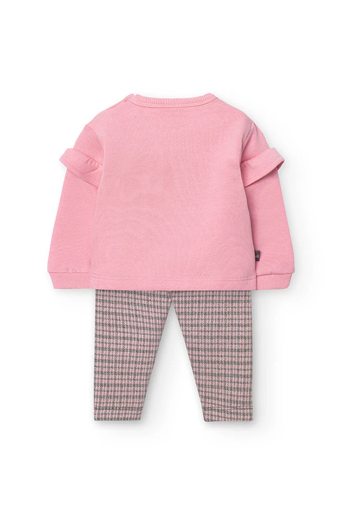 Set of sweatshirt and leggings for baby girl in pink