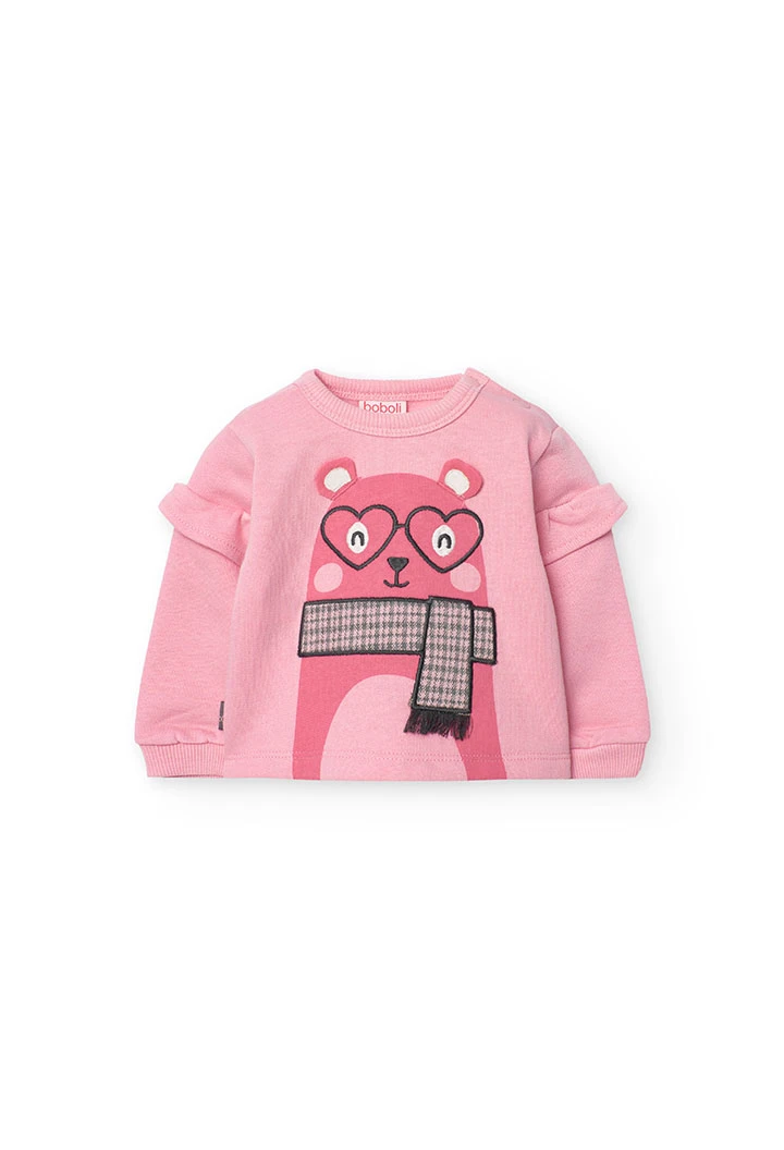 Conjunto de sweatshirt e leggings para bebé menina em rosa