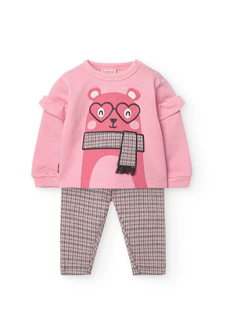 Set of sweatshirt and leggings for baby girl in pink