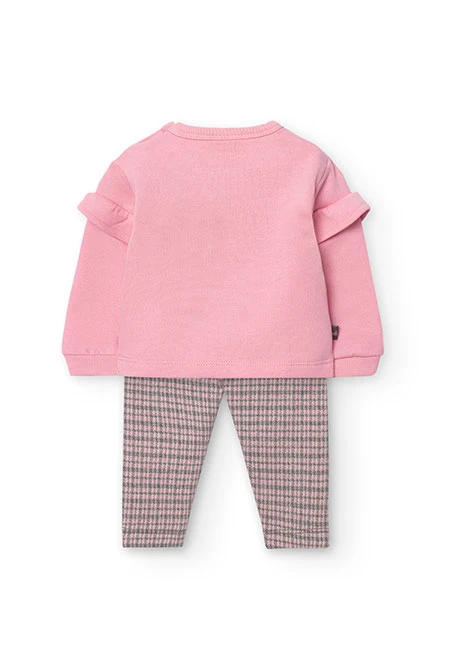 Set of sweatshirt and leggings for baby girl in pink