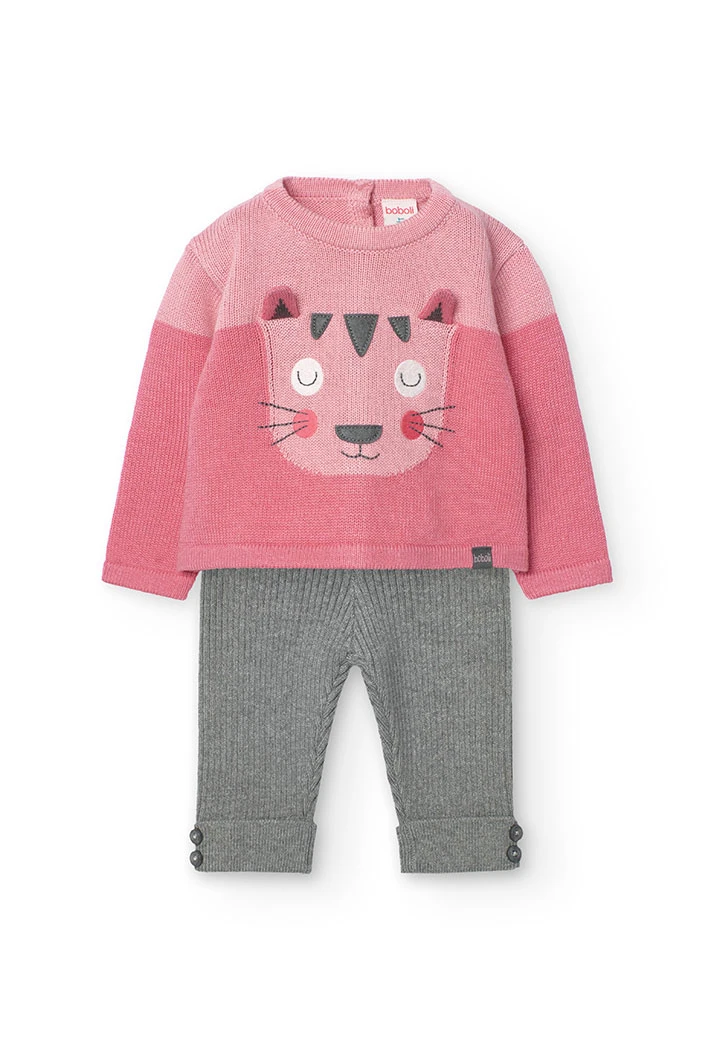 2tlg. Set mit Pullover und Leggings für Baby-Mädchen in Rosa