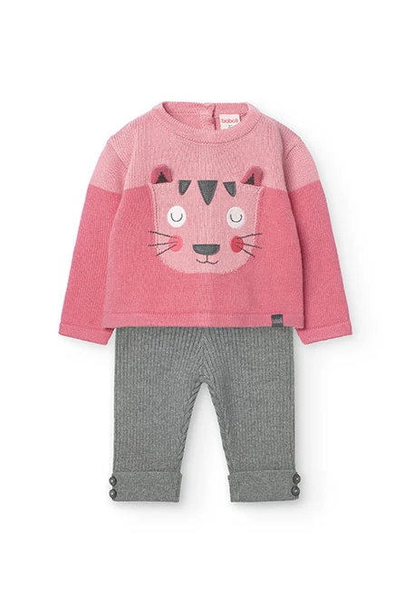 2tlg. Set mit Pullover und Leggings für Baby-Mädchen in Rosa