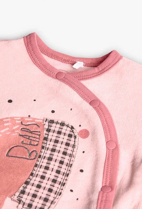 Babygrow de veludo para bebé menina em rosa