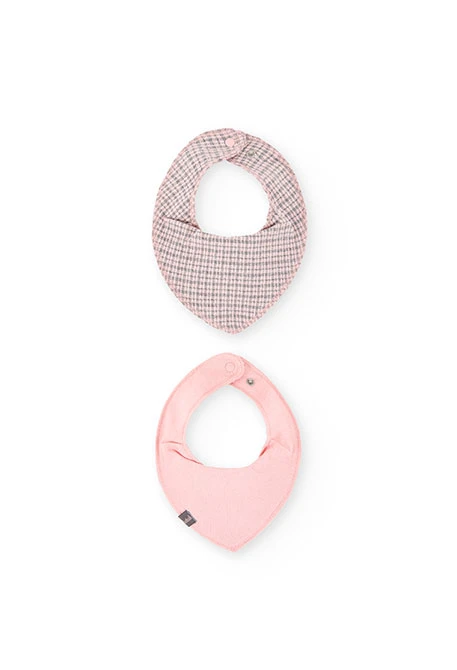 Pack of two baby bibs with pink checkered print