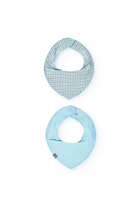 Pack of two baby bibs with blue check print