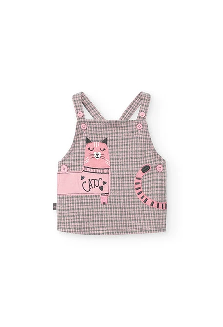 Set of bodysuit and pinafore for baby girl in pink