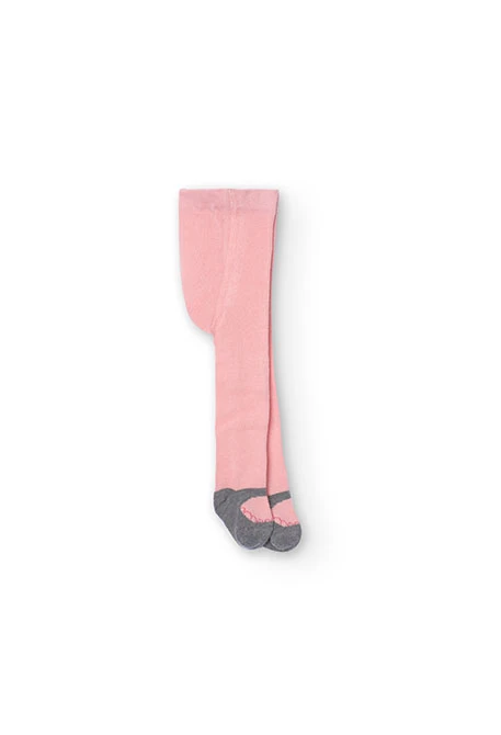 Basic cotton tights for baby girl in pink