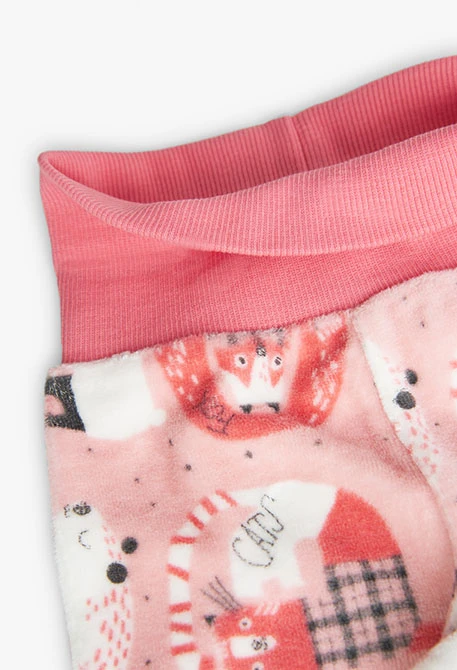 Cotton set for baby with pink animal print