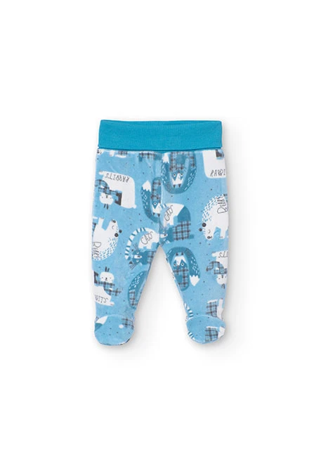 Completo in cotone per neonato con stampa di animali in blu