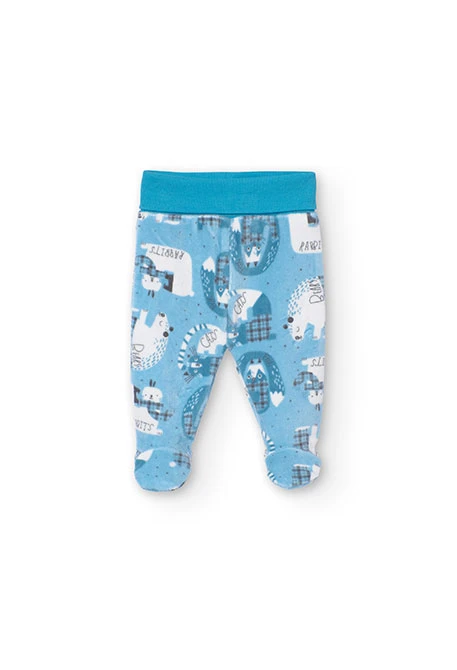 Conjunto de algodão para bebé com estampado de animais em azul