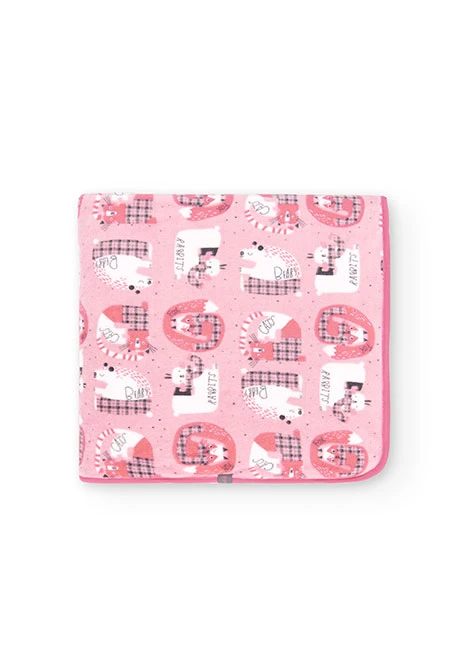 Velvet blanket for baby with pink print