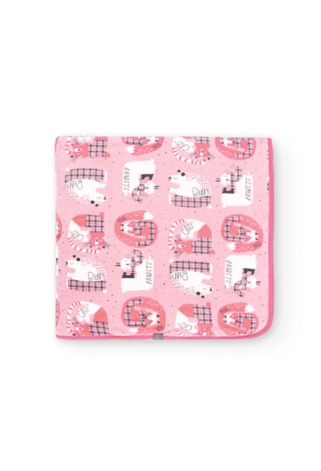 Couverture en velours pour bébé avec imprimé rose