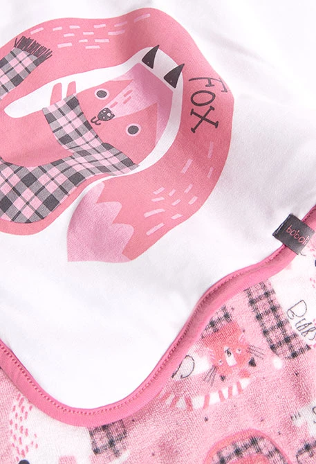 Velvet blanket for baby with pink print