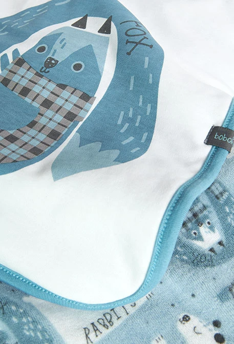 Couverture en velours pour bébé avec imprimé en bleu clair