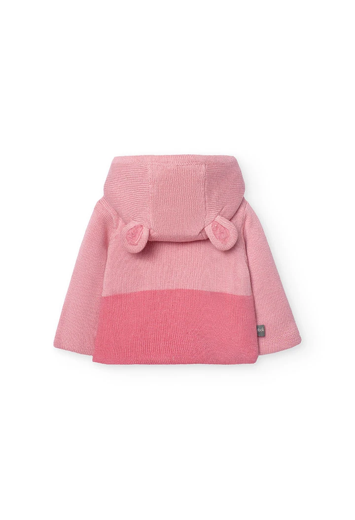 Veste en tricot pour bébé fille avec imprimé rose