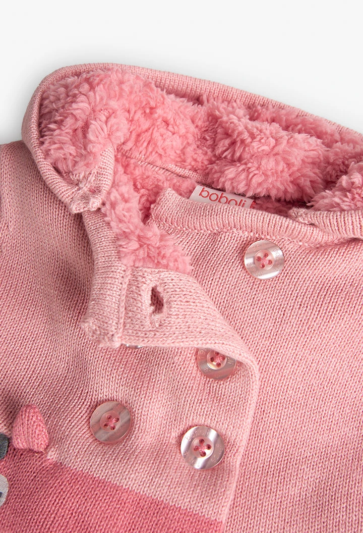 Veste en tricot pour bébé fille avec imprimé rose