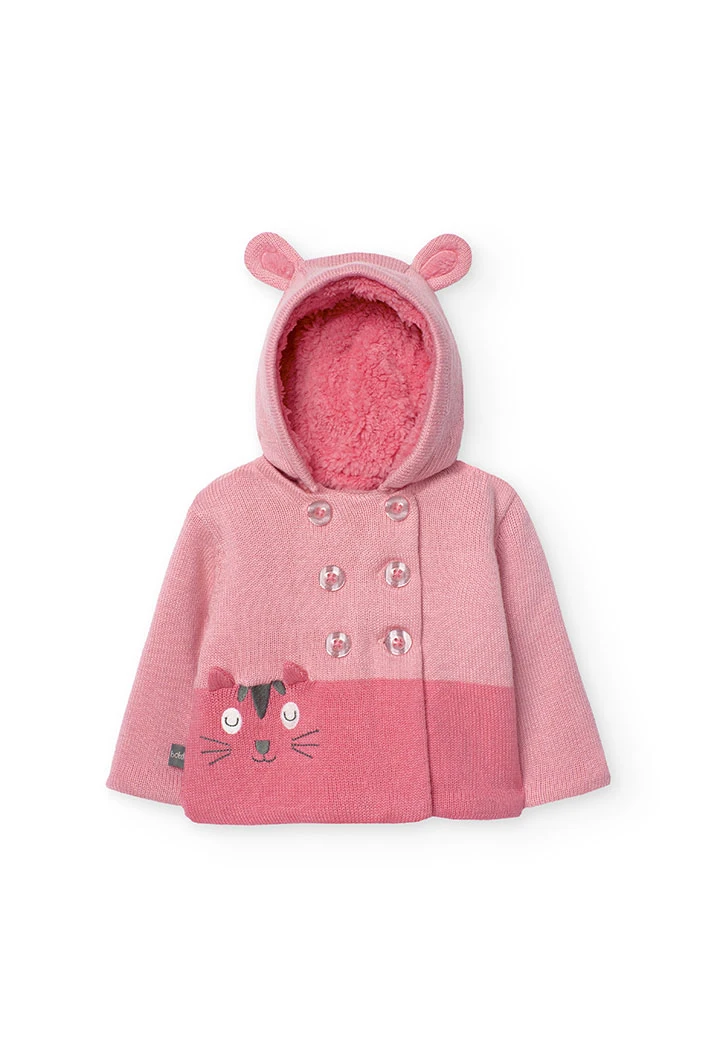 Veste en tricot pour bébé fille avec imprimé rose