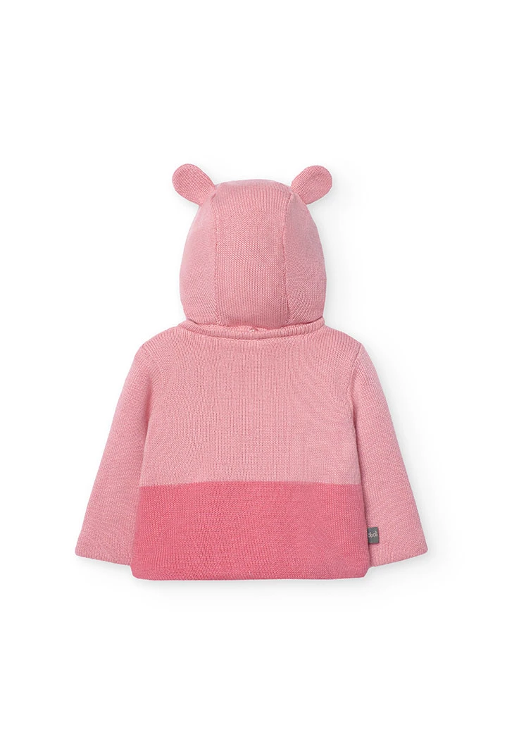 Veste en tricot pour bébé fille avec imprimé rose