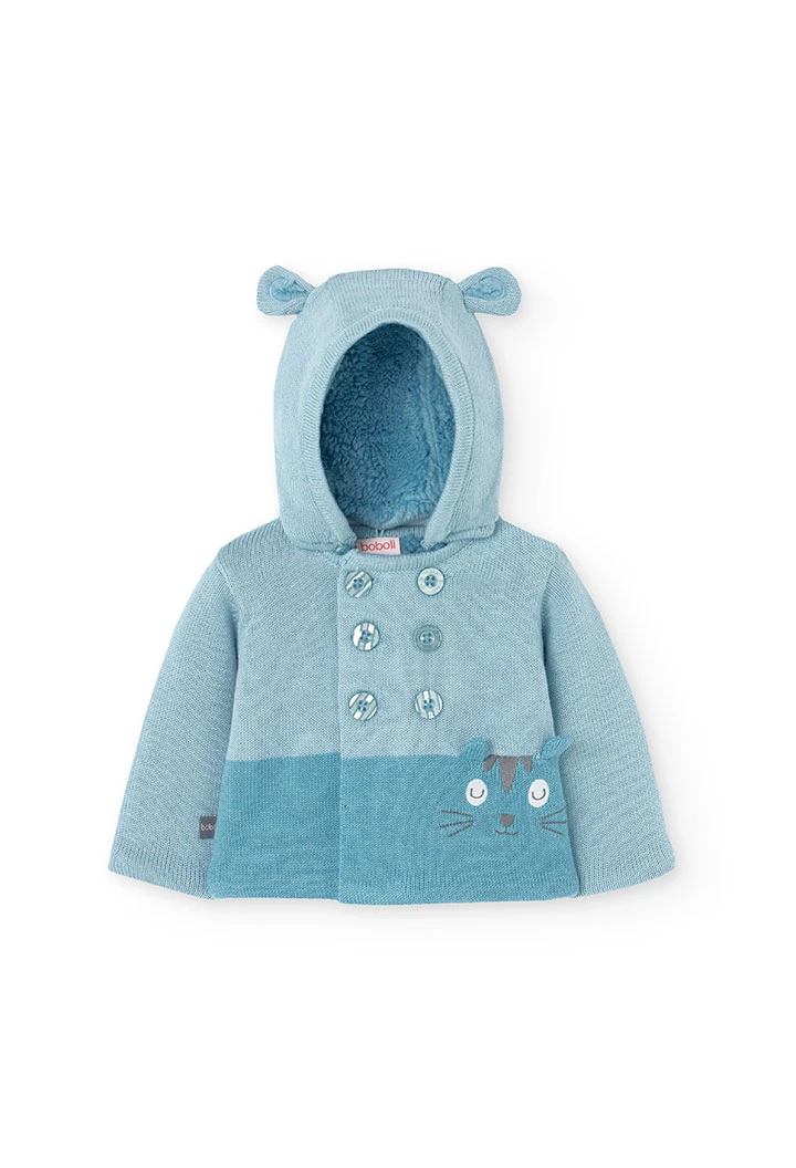 Chaqueta de tricotosa para bebé niño con estampado en azul