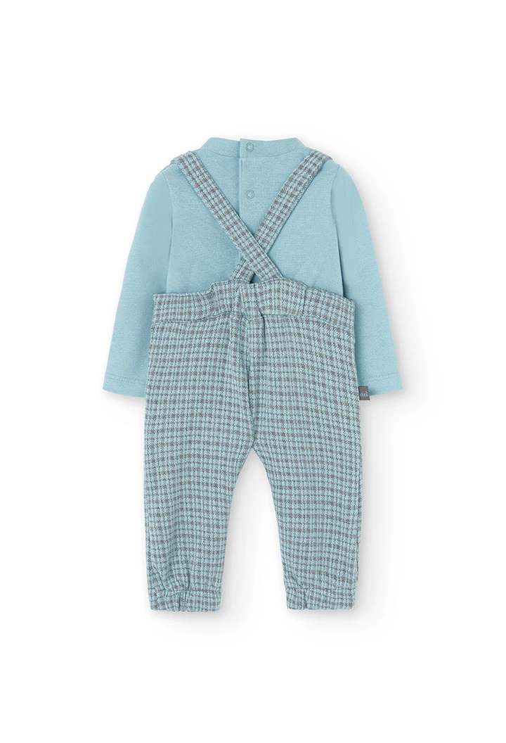 Set of cotton bodysuit and dungarees for baby boy in blue