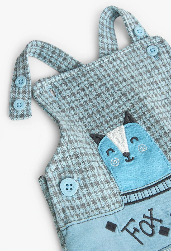 Set of cotton bodysuit and dungarees for baby boy in blue