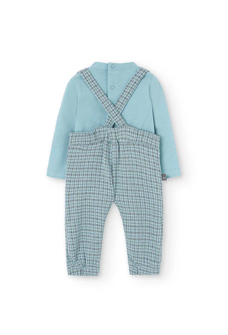 2tlg. Set mit Body und Latzhose aus Baumwolle für Baby-Jungen in Blau