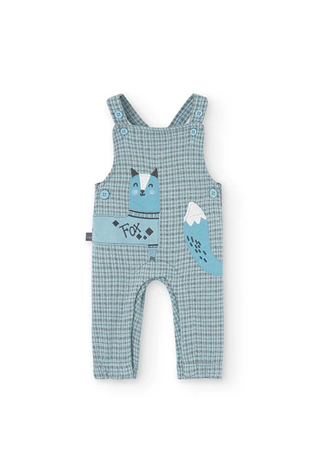 Set of cotton bodysuit and dungarees for baby boy in blue