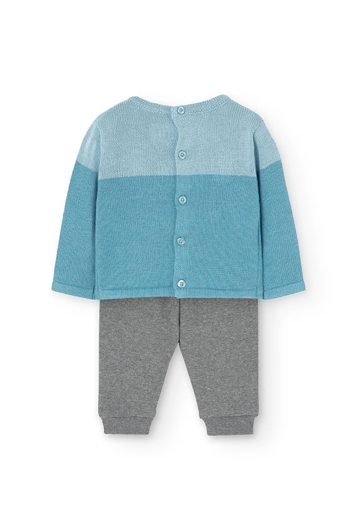 Set of cotton jumper and trousers for baby boy in blue