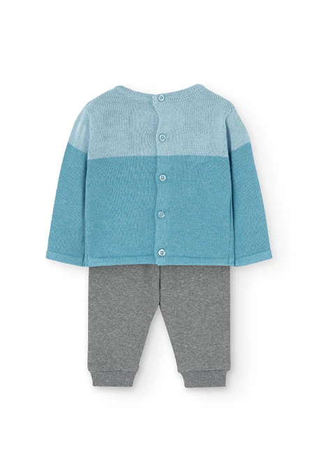 Ensemble de pull et pantalon en coton pour bébé garçon en bleu