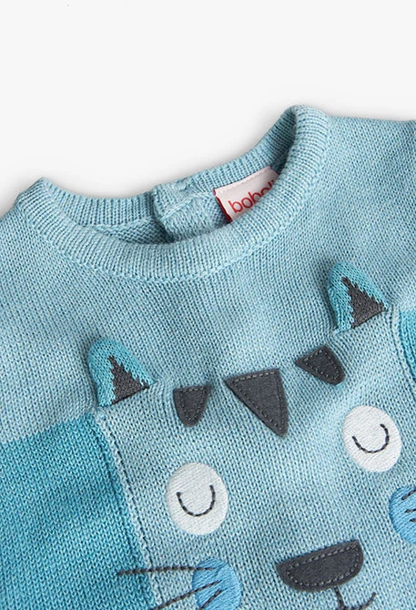 Set of cotton jumper and trousers for baby boy in blue